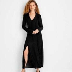 NWOT Future Collective Long Sleeve Black Ruffle Witchy Maxi Dress Size XXL